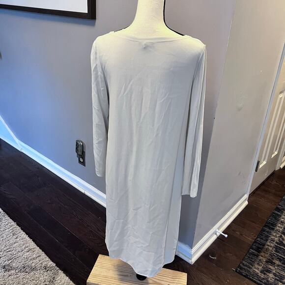 eileen fisher bone 100% silk georgette long sleeve tunic xs - Picture 3 of 4